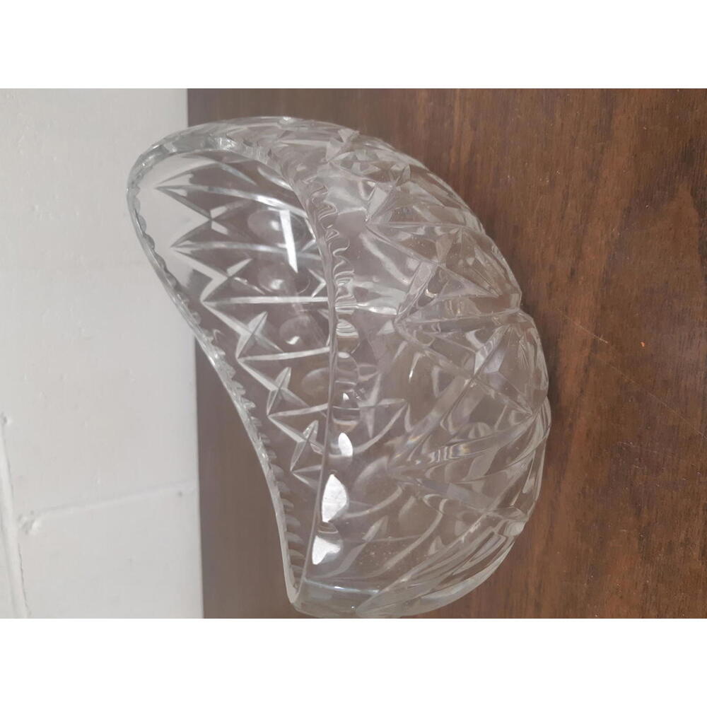 Beautiful Crystal Canoe Shaped Bowl with Intricate Design